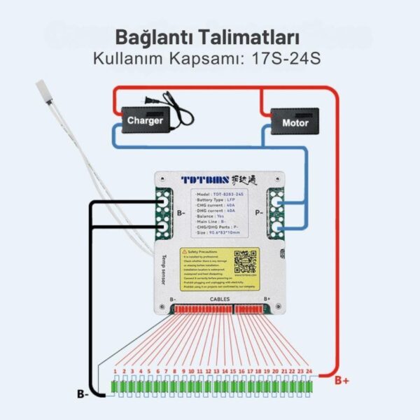 TDT Hardware 23S 72V 40A LiFePO4 BMS Balanslı - Görsel 4